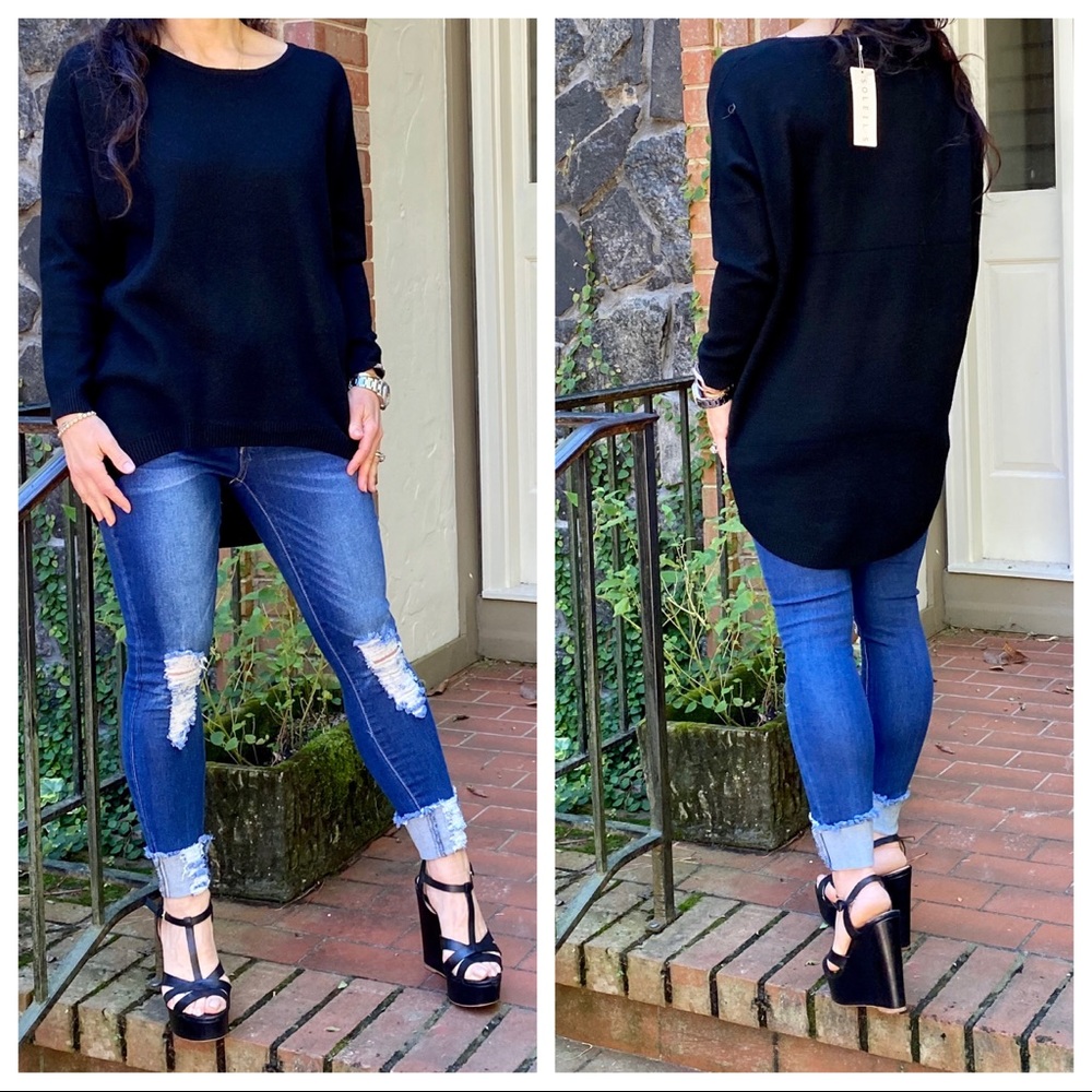 ✨PARIS✨ 
Black High/Low loose fit sweater - Picture 2 of 9